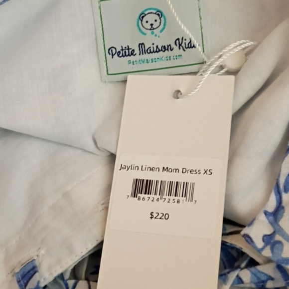 Petite Maison Kids Jaylin Blue/White Linen Mom Dress sz XS - Picture 10 of 14